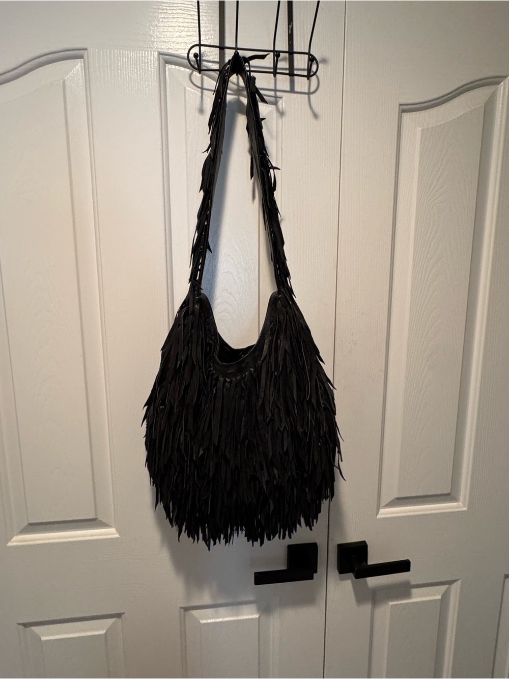 Motif 56 Rock Bag Black Fringe Hobo Shoulder Bag